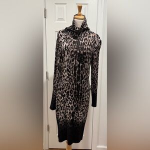 Carmen Marc Valvo Black and Cream Animal Print Dress